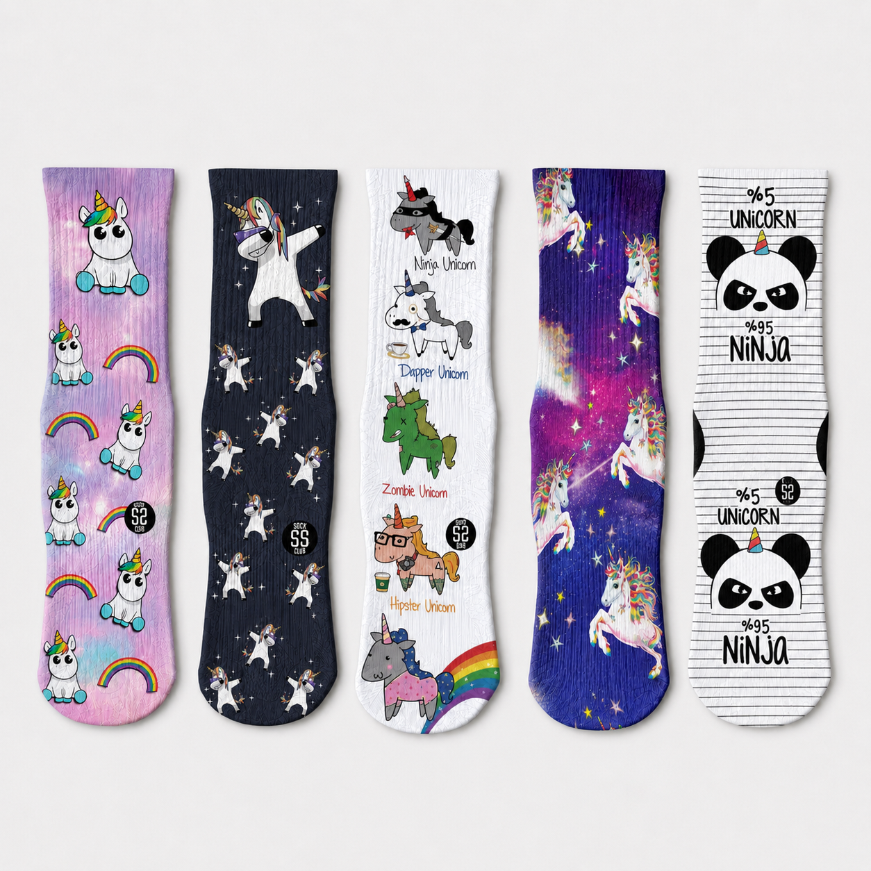 Unicorn Crew Socks (1, 3 & 5-Pair Options)