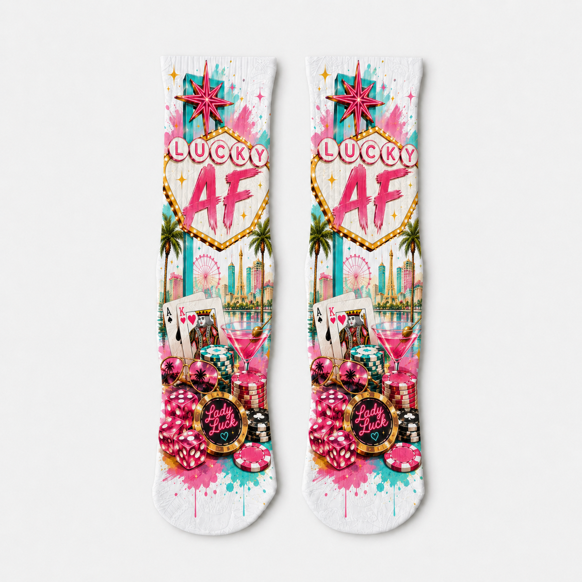 Vegas Lucky AF Pink 2 socks
