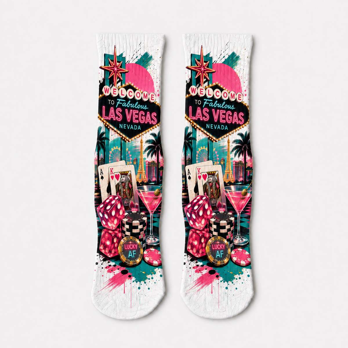 Vegas Lucky AF Pink socks