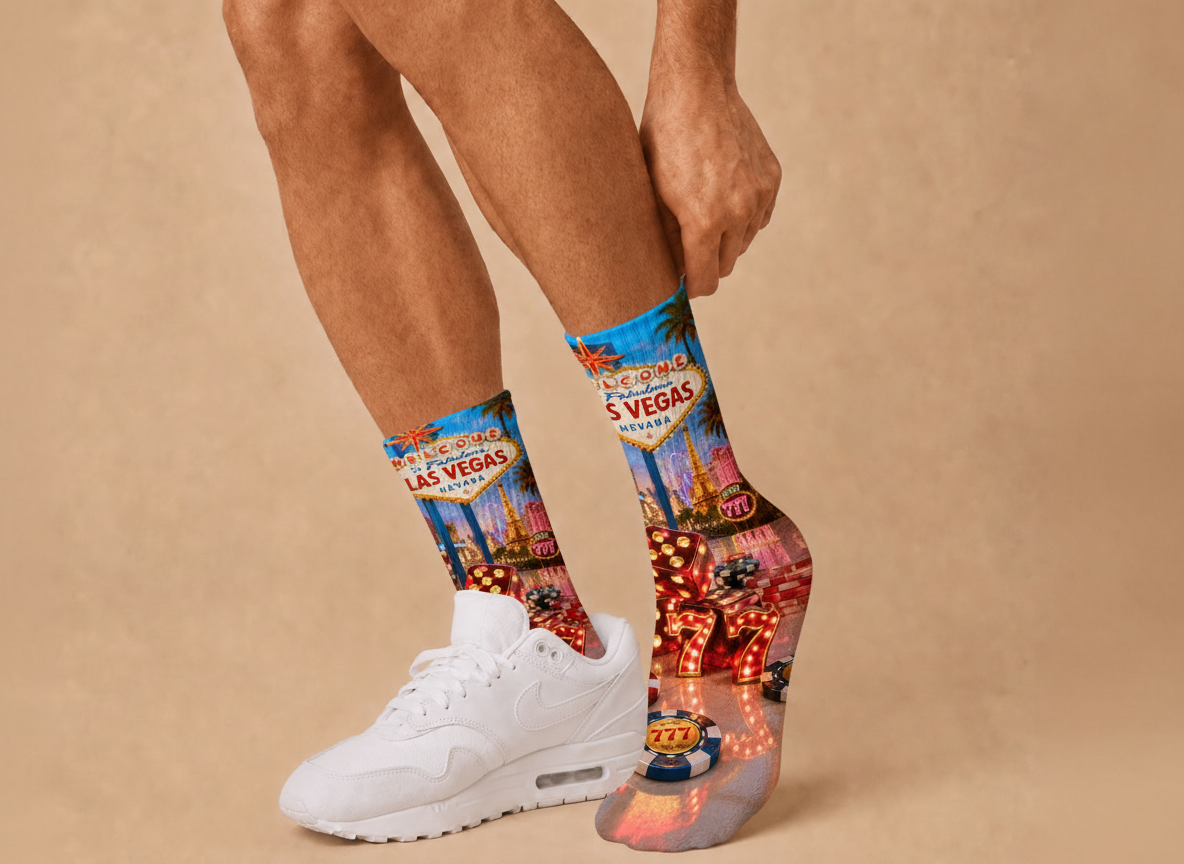 Vegas Sign Dice and Chips socks