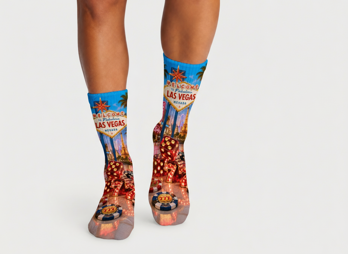 Vegas Sign Dice and Chips socks