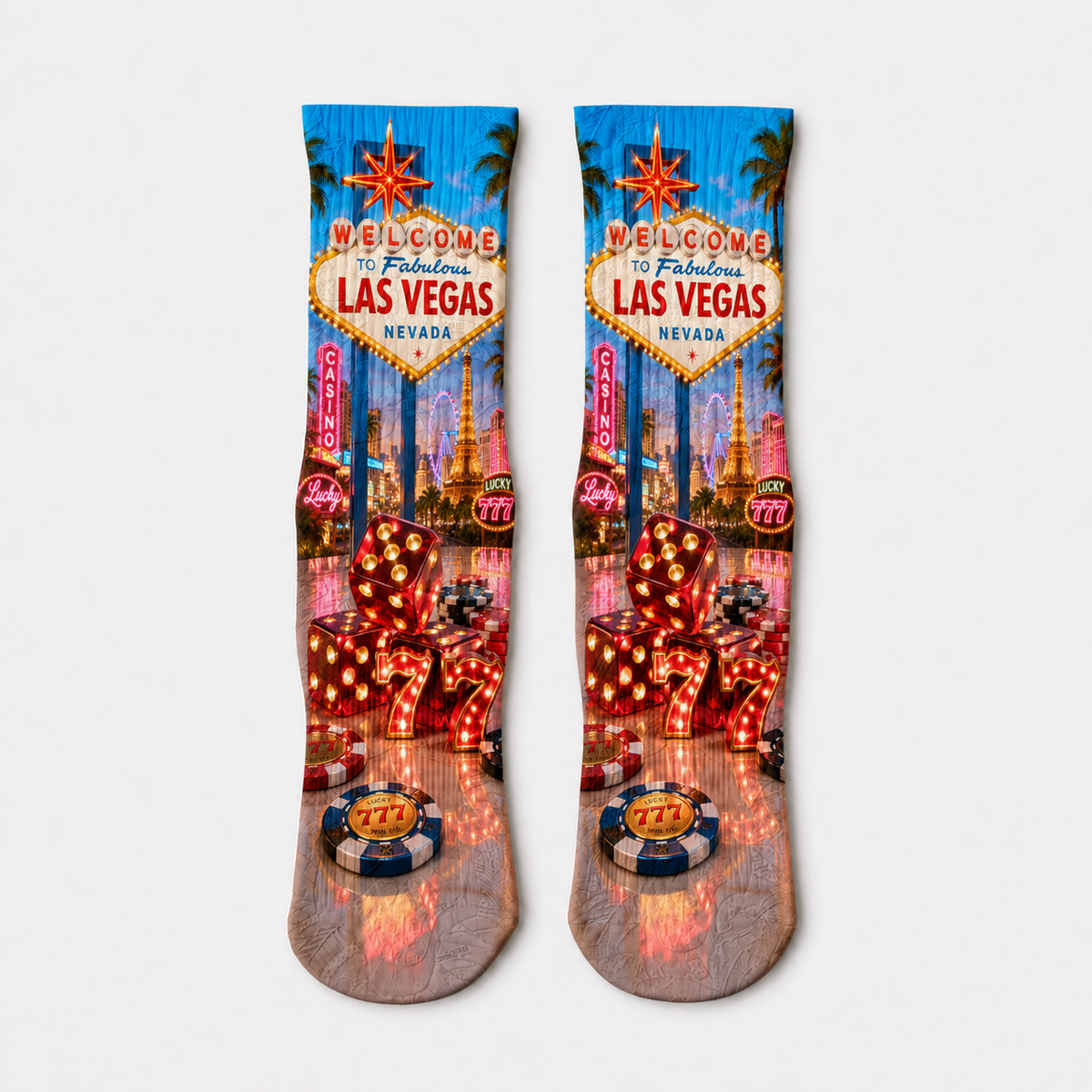 Vegas Sign Dice and Chips socks