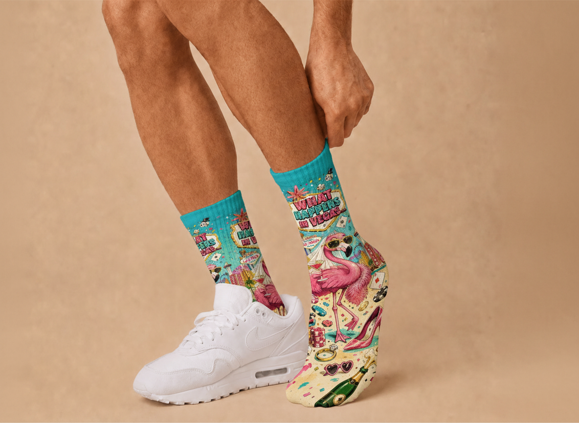 Vegas What Happens Flamingo socks