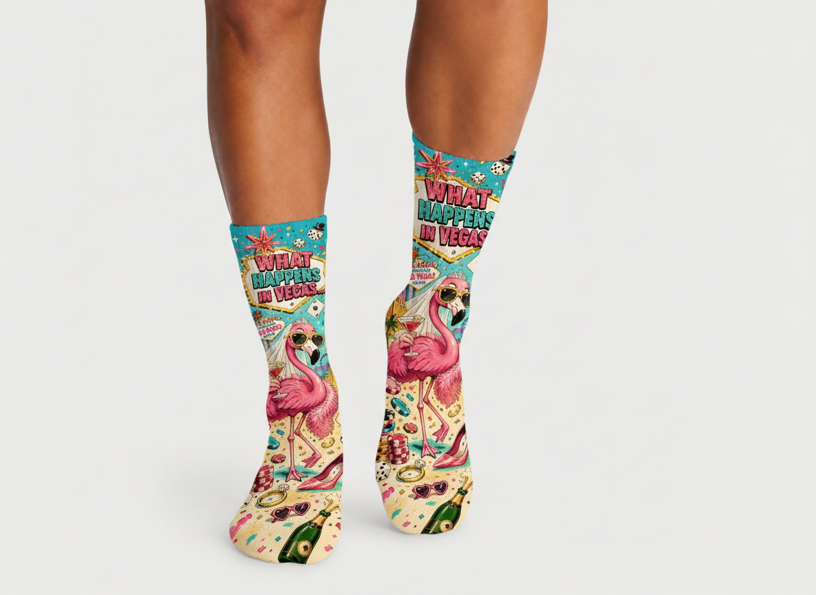 Vegas What Happens Flamingo socks