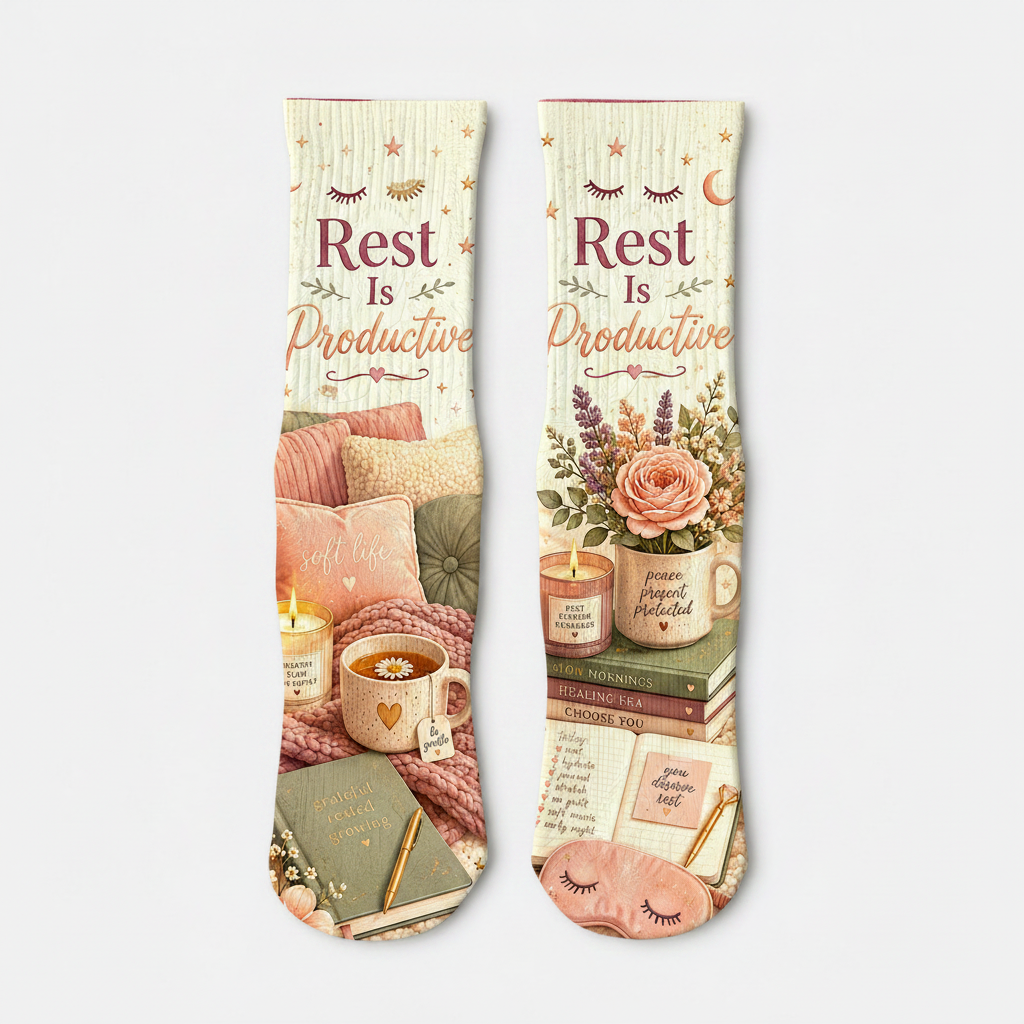 Wellness Rest Is Productive socks