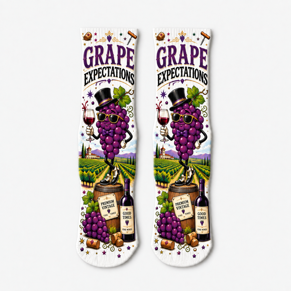 Wine Grape Expectations socks