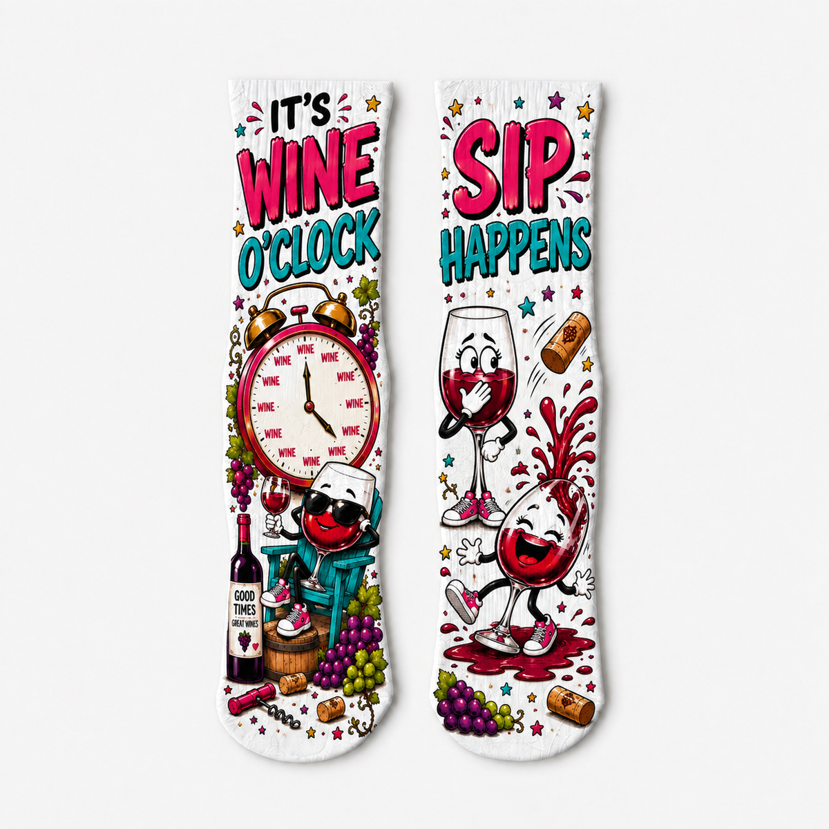Wine O´clock Sip Happens socks