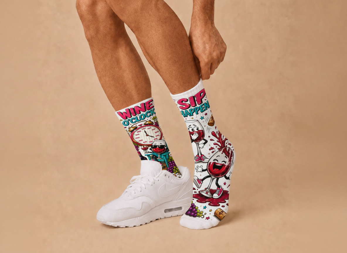 Wine O´clock Sip Happens socks