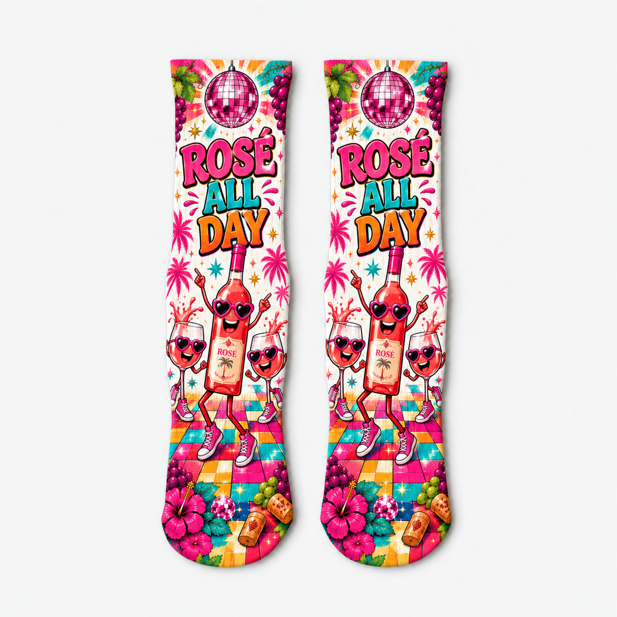 Wine Rosé All Day Disco socks
