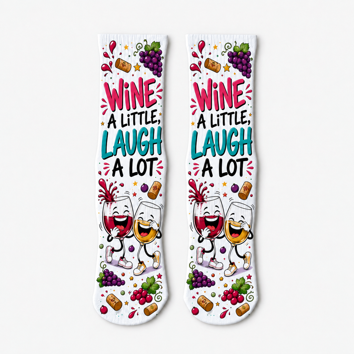 Wine a Little, Laugh a Lot socks