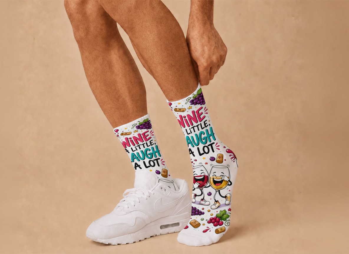 Wine a Little, Laugh a Lot socks