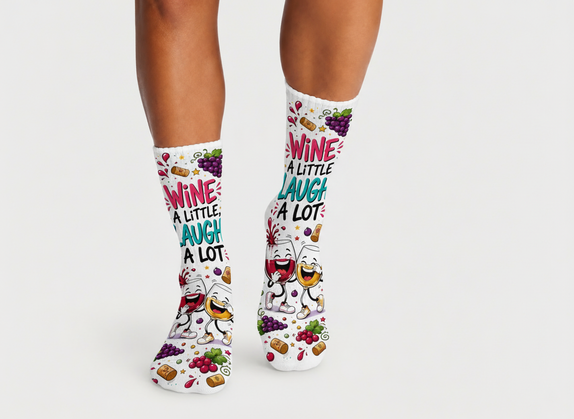 Wine a Little, Laugh a Lot socks
