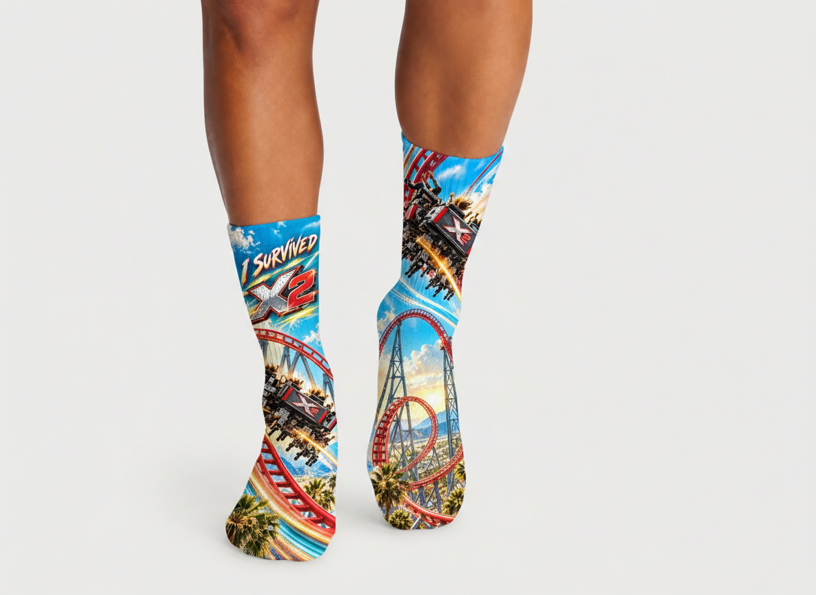 X2 Roller Coaster I Survived socks