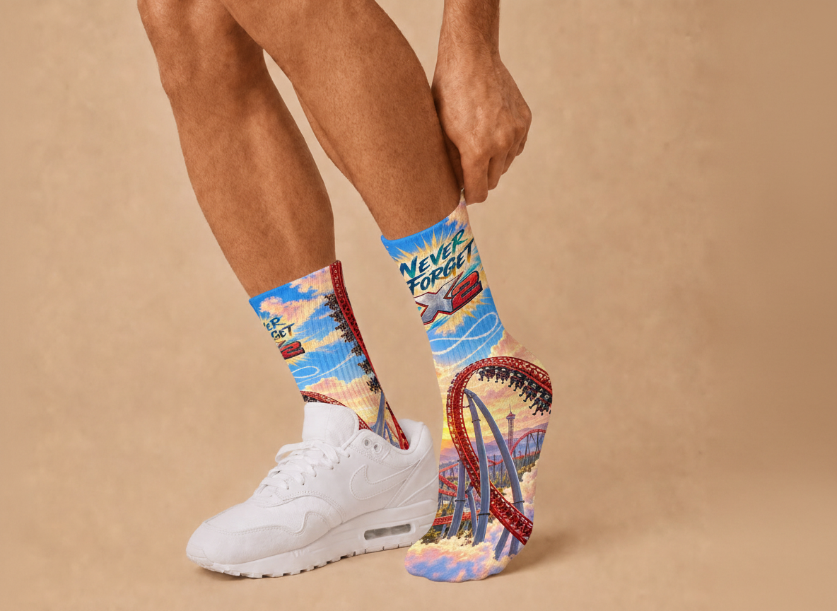 X2 Roller Coaster Never Forget socks