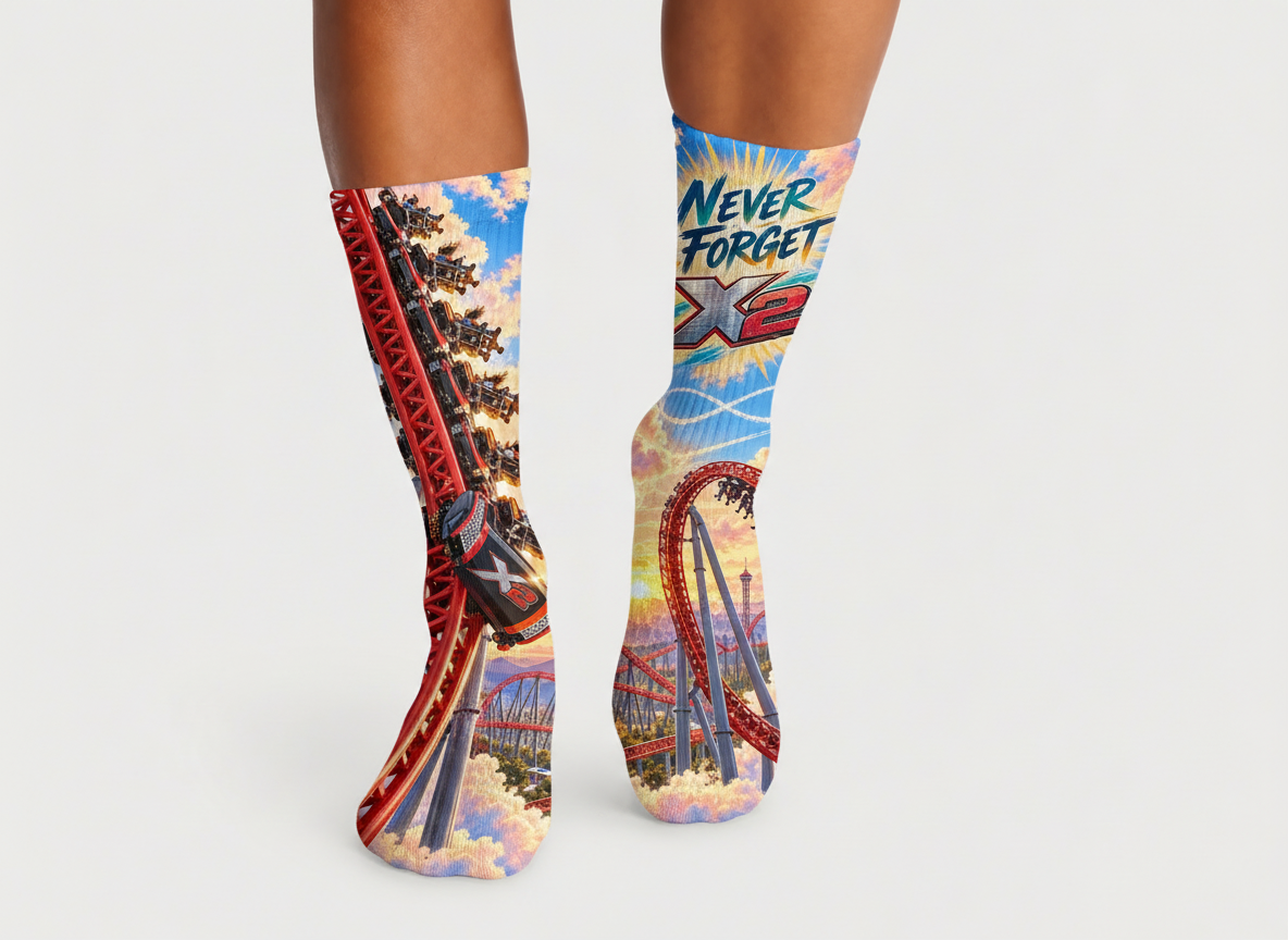 X2 Roller Coaster Never Forget socks