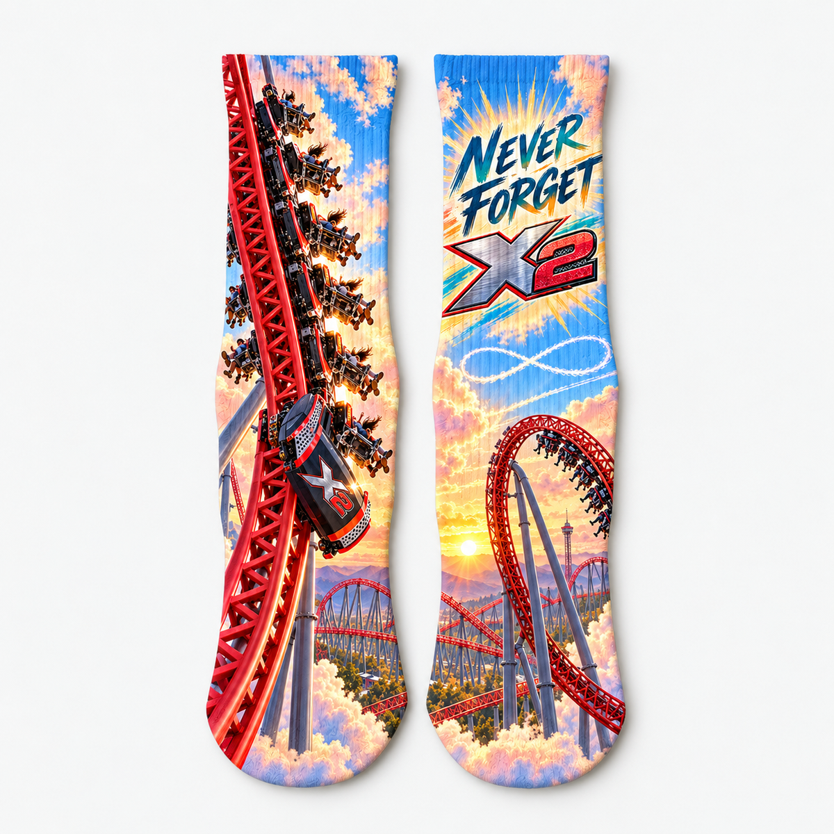 X2 Roller Coaster Never Forget socks