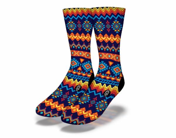 SUNSET TRIANGLES African Tribal Pattern Socks