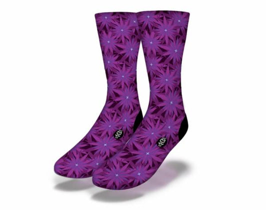 CANNABIS FLOWER FOREST Fun Weed Socks (Purple)