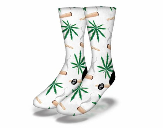 WEED & BURNING BLUNTS Funny Weed Socks (White)