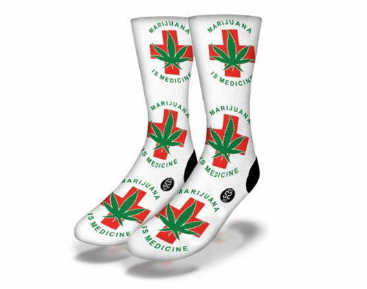 MARIJUANA IS MEDICINE Funny Weed Socks