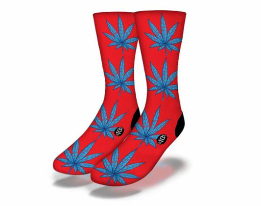 RED BLUE POT LEAF Fun Weed Socks