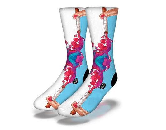 PINK PLUMES Fun Weed Socks