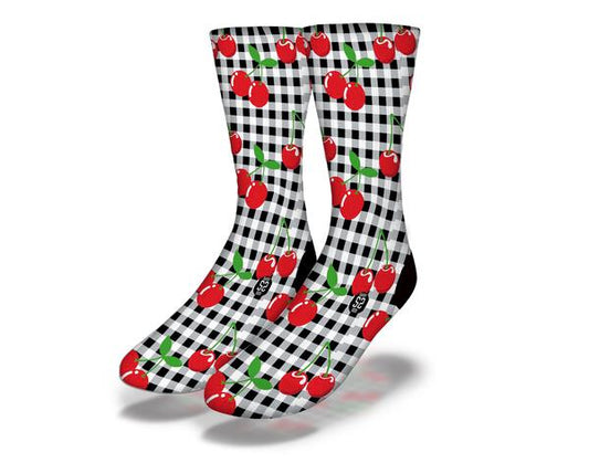 VINTAGE CHERRY PICNIC Fun Retro Socks