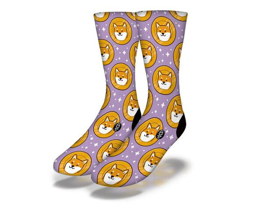 DOGECOIN Pattern Funny Crypto Meme Socks