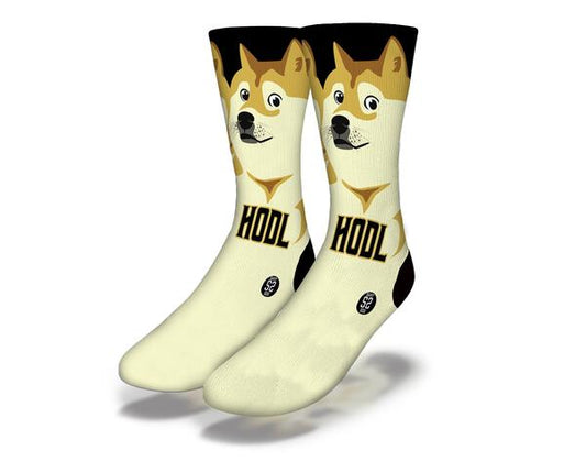 DOGECOIN HODL Funny Crypto Meme Socks