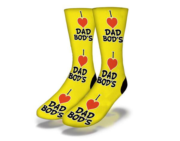 I LOVE DAD BODS Funny Dad Bod Socks (Yellow)