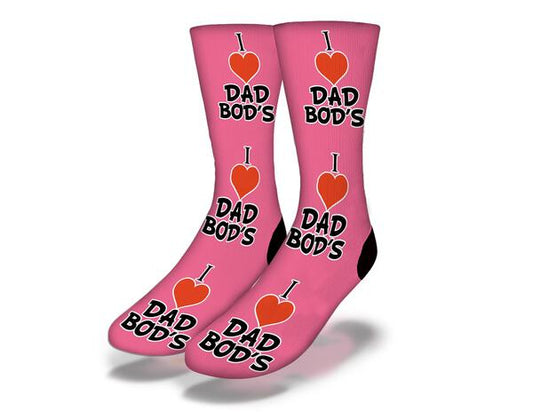 I LOVE DAD BODS Funny Dad Bod Socks (Pink)