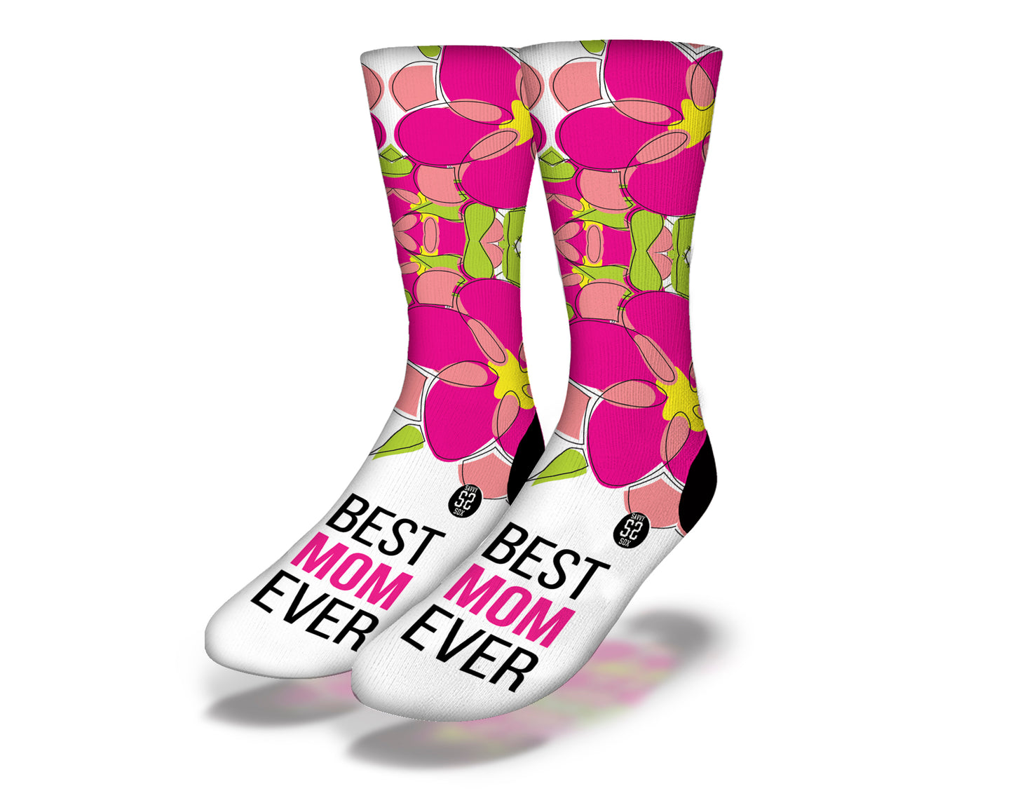 BEST MOM EVER Pink Floral Socks