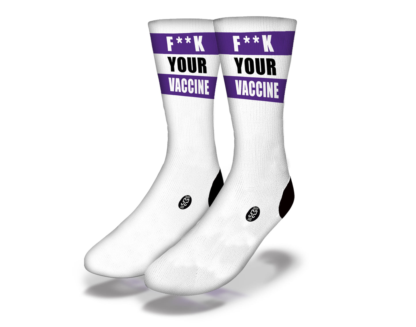 F**K YOUR VACCINE Funny Coronavirus Novelty Socks (Purple)