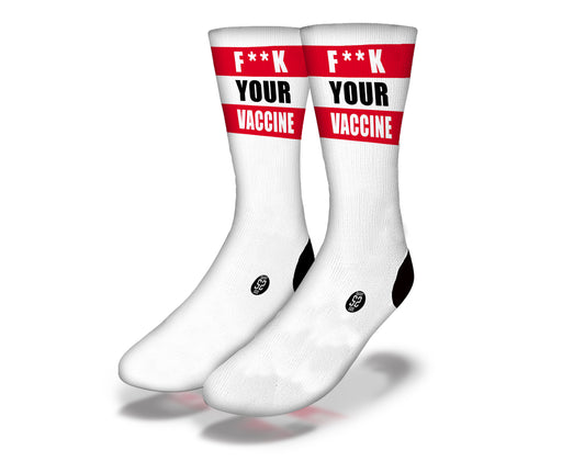 F**K YOUR VACCINE Funny Coronavirus Novelty Socks (Red)