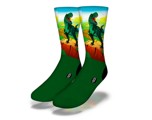 T-REX CLIFFHANGER Fun Dinosaur Socks