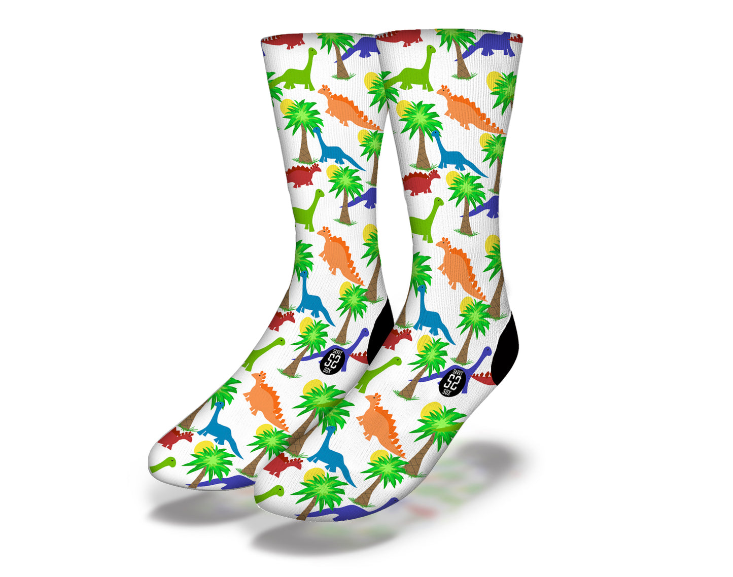 TROPICAL DINOSAUR JUNGLE Fun Dinosaur Socks