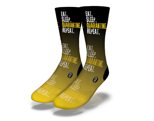 EAT SLEEP QUARANTINE Repeat Funny Pandemic Socks