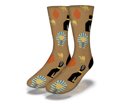 CATS, CAMELS & EGYPTIAN PHARAOHS Fun World Socks