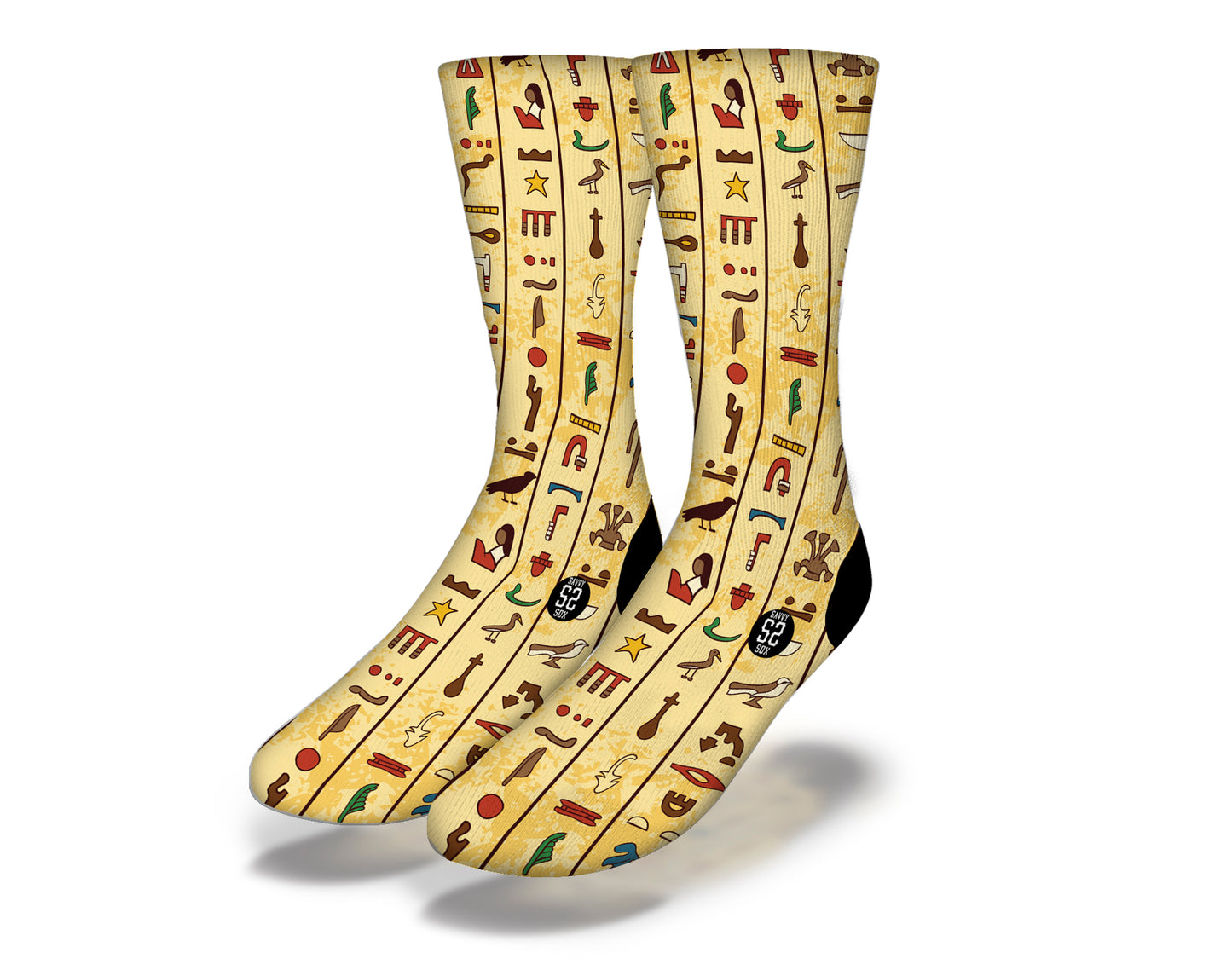 COLORFUL EGYPTIAN HIEROGLYPHICS Fun World Socks