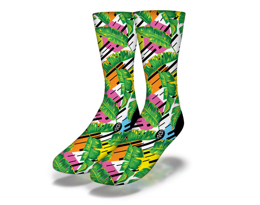 80s AESTHETIC TROPICAL BANANA LEAVES Fun Beach Life Socks