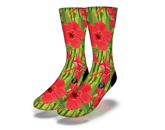 HAWAIIAN HIBUSCUS & BAMBOO Fun Flower Socks