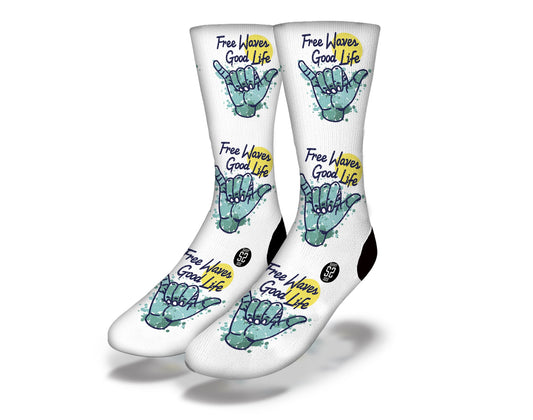 FREE WAVES GOOD LIFE Fun Surfing Socks (white)