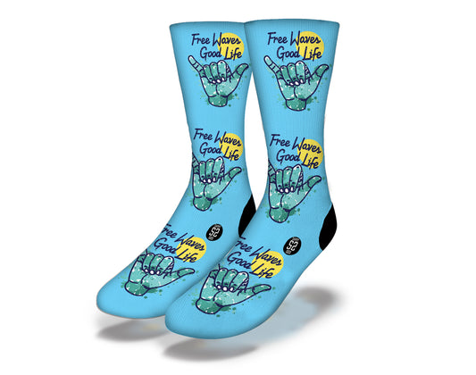 FREE WAVES GOOD LIFE Fun Surfing Socks (aqua)