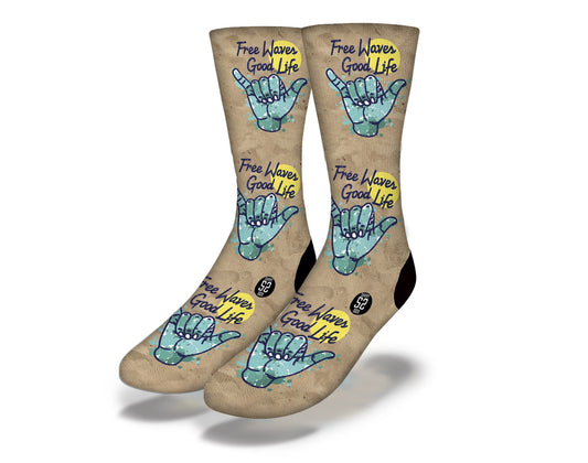 FREE WAVES GOOD LIFE Fun Surfing Socks (sand)