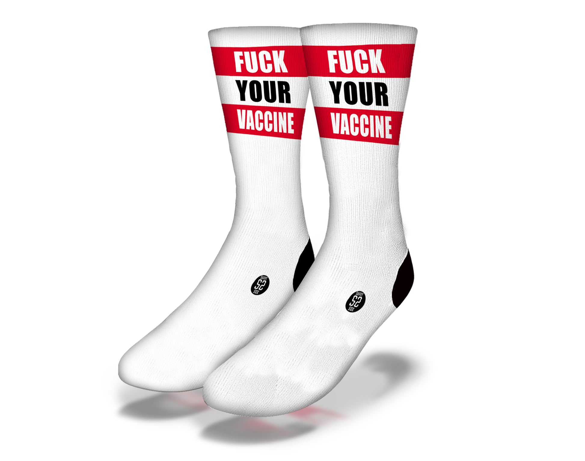 F**K YOUR VACCINE *EXPLICIT* Funny Coronavirus Novelty Socks (Red Stripe)