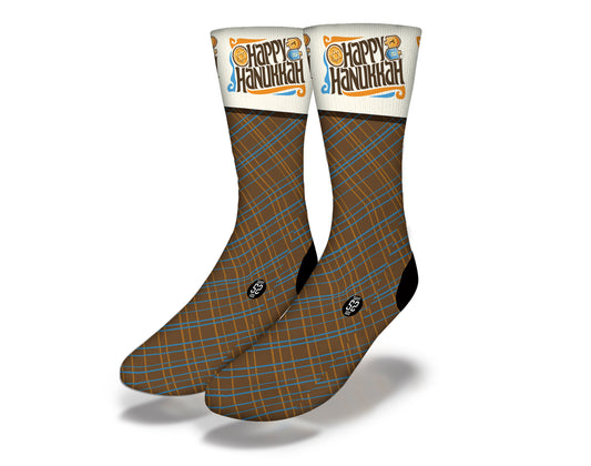 HAPPY HANUKKAH PLAID Fun Hanukkah Socks