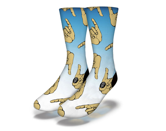 HANG LOOSE BLUE SKIES Fun Surfing Socks