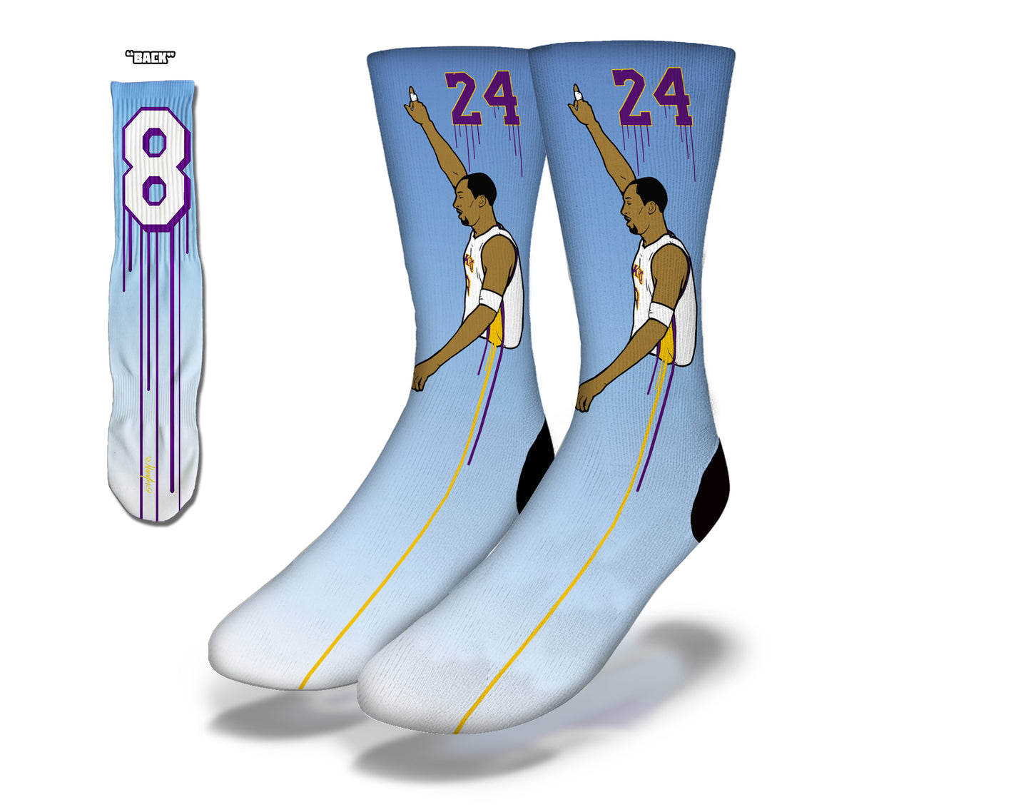 BLACK MAMBA OUT Fun Basketball Socks (Blue Gradient)