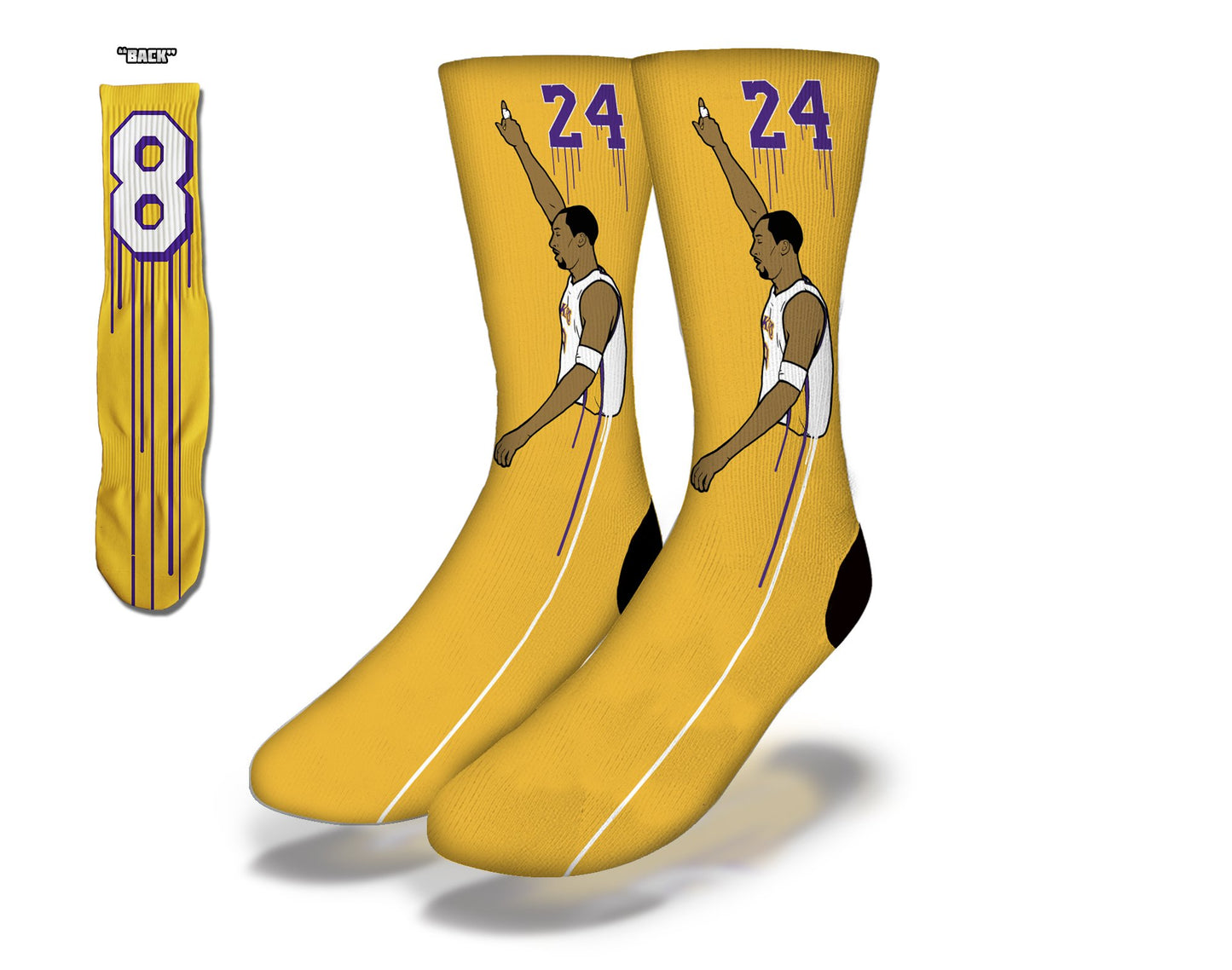 BLACK MAMBA OUT Fun Basketball Socks (Yellow)
