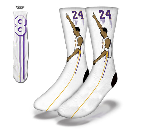 BLACK MAMBA OUT Fun Basketball Socks (White)